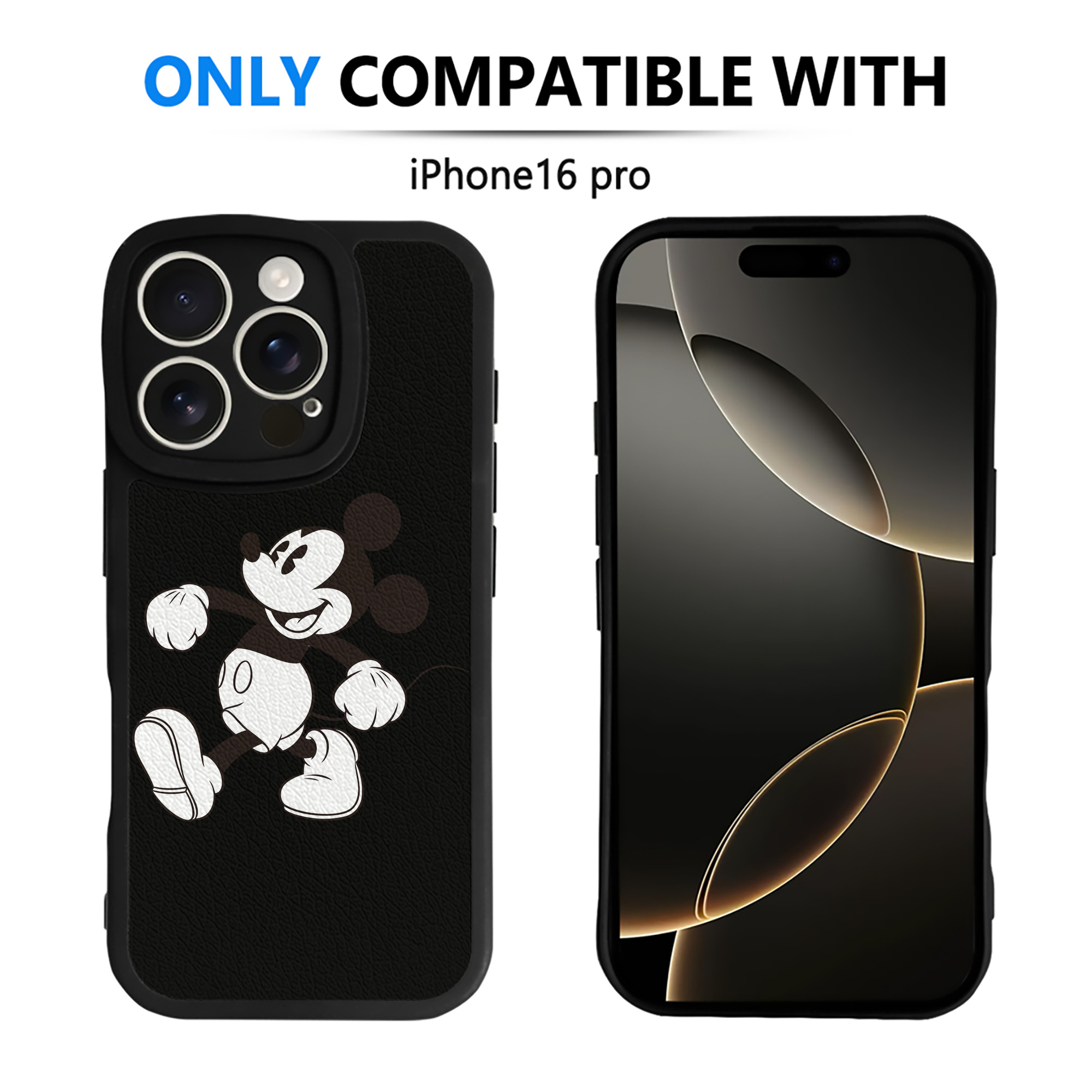 （画像用） ミッキーマウス Mickey Mouse 【iPhone 16シリーズ対応】シリコンスマホケース（レザー調） 材質：シリコン